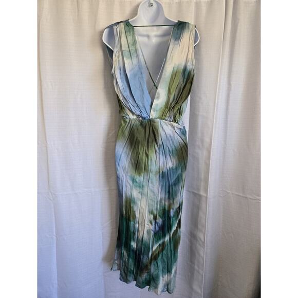 Banana Republic Jessie Satin Midi Dress Women Small TieDye Goddess Boho Ethereal - Picture 4 of 10